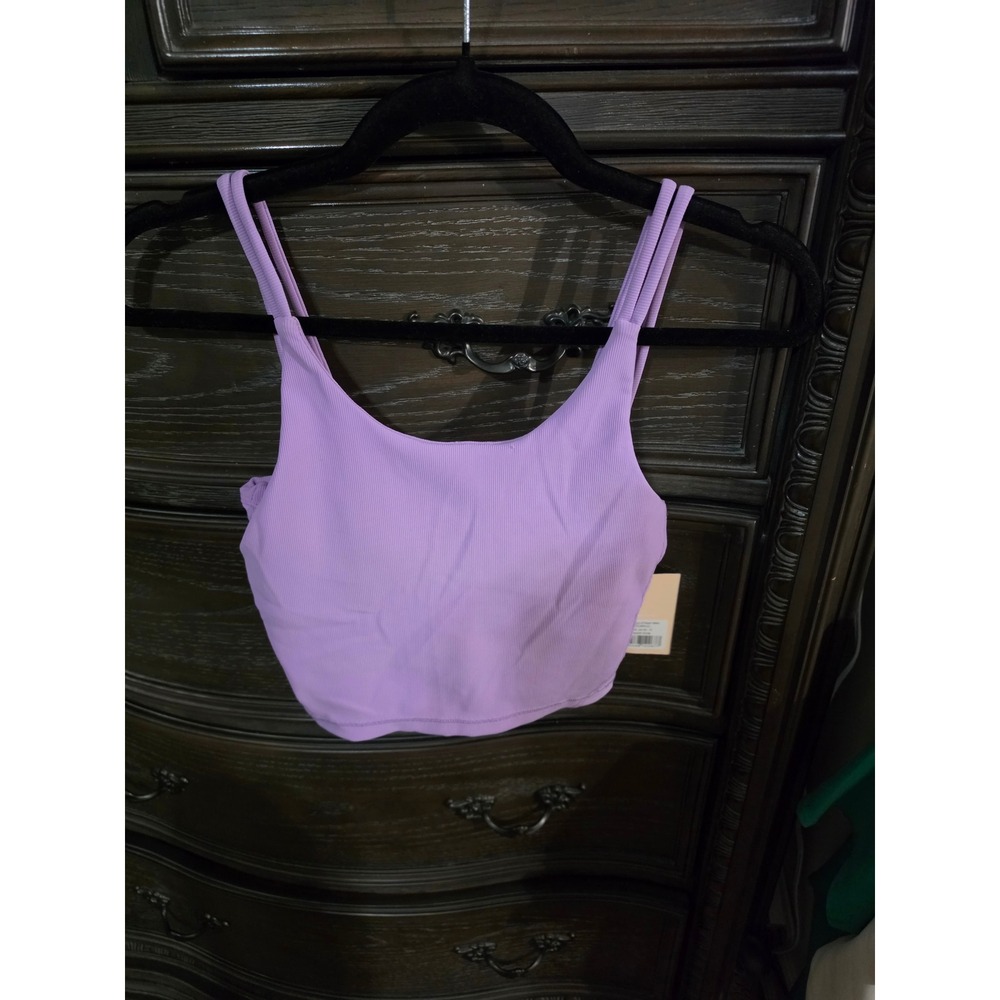 Wilo The Label Purple Leg Strap Bra Ribbed Athletic Crop Top WL-24-32 Small NWT